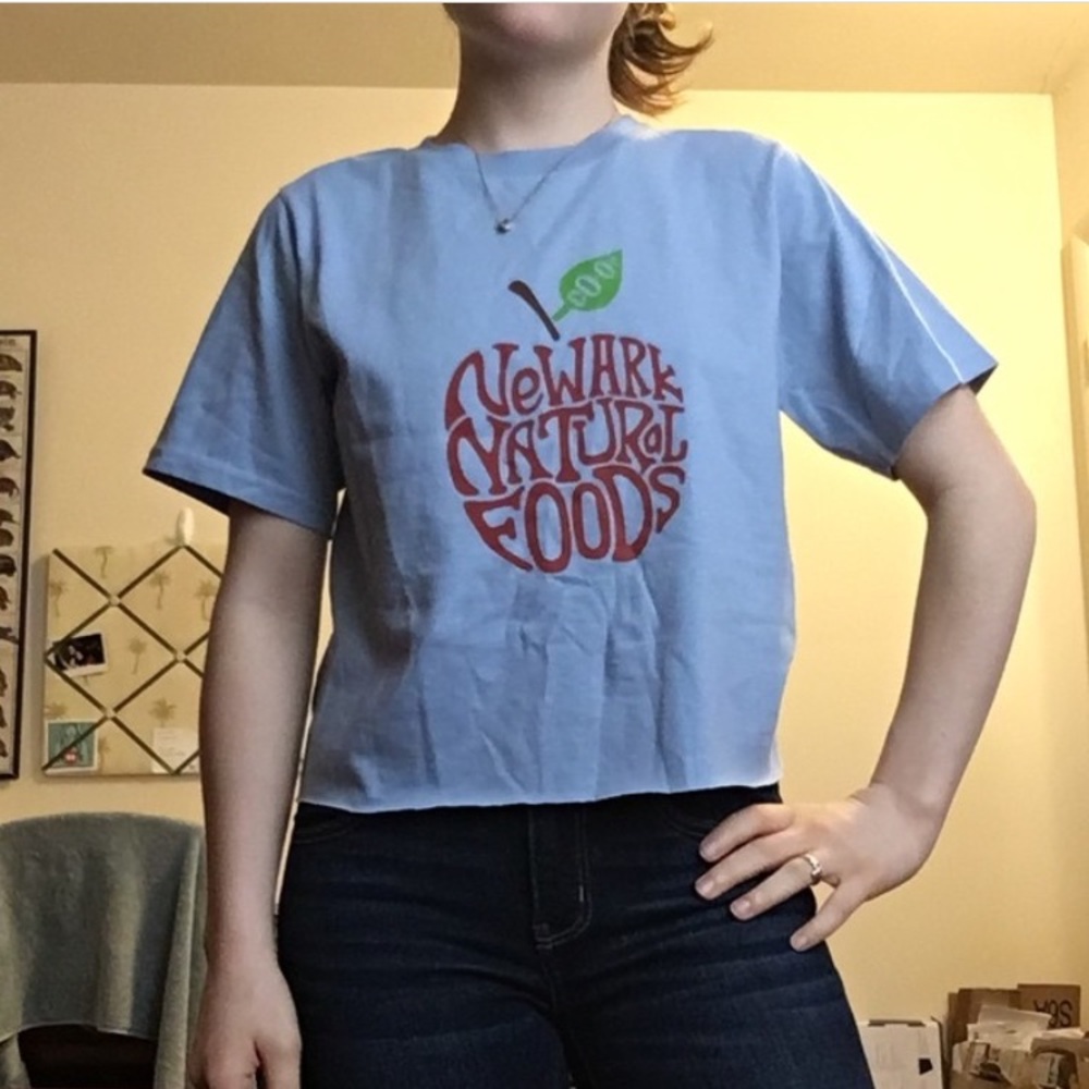Newark Natural Foods co-op raw hem cropped t-shirt